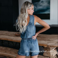 Playsuits cortos de mezclilla juveniles para mujer a la venta